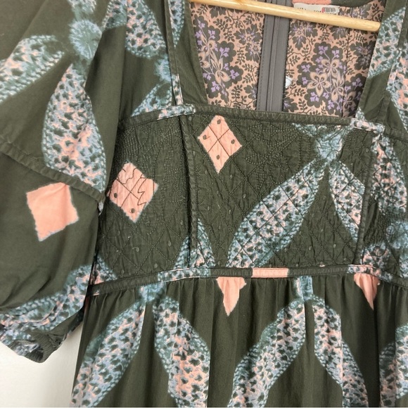 Ulla Johnson army green boho pint tiered knee/midi length dress. Size 6 - Picture 5 of 10